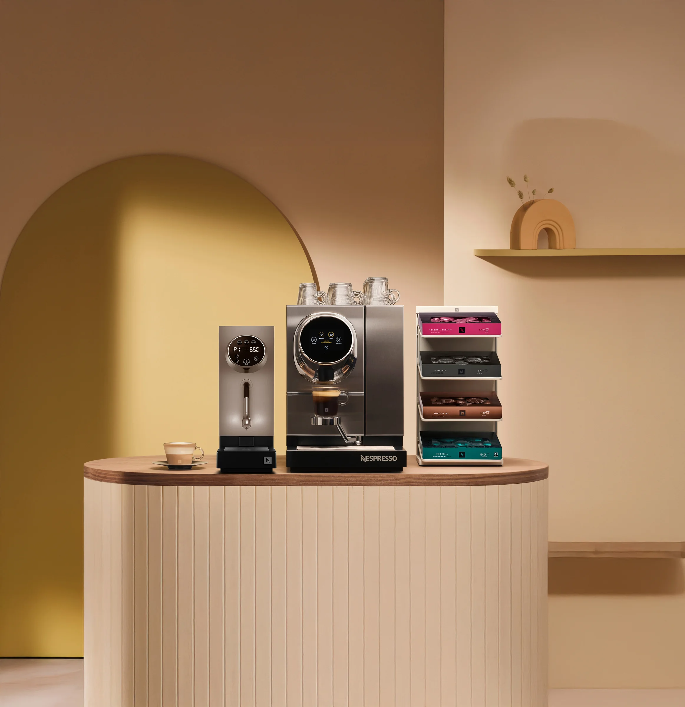 Momento Coffee & Milk M120 in a complete coffee station setup